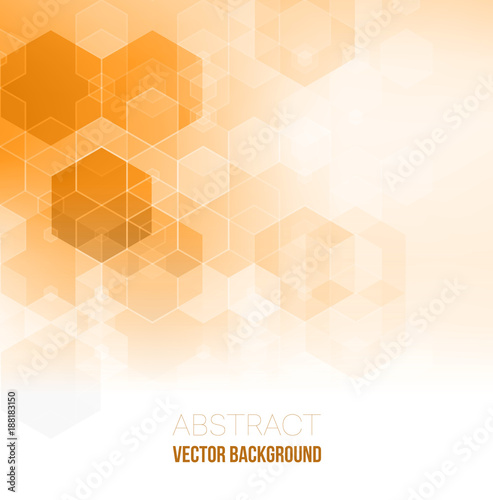 Vector Abstract geometric background. Template brochure design. Orange hexagon shape