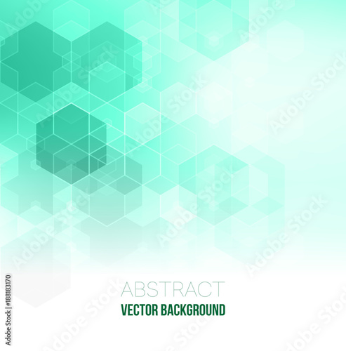Vector Abstract geometric background. Template brochure design. Green hexagon shape