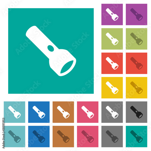 Flashlight square flat multi colored icons