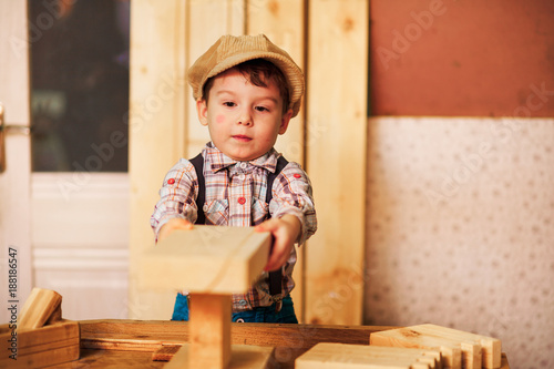 The boy in workshop.