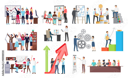 Success at Work and Growth Vector Illustration