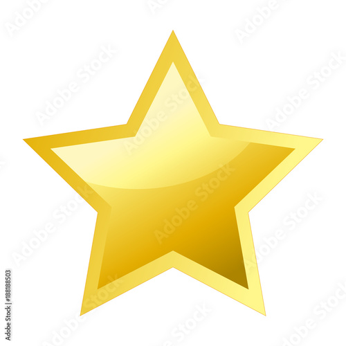 Shiny bright five-pointed star flat vector illustration