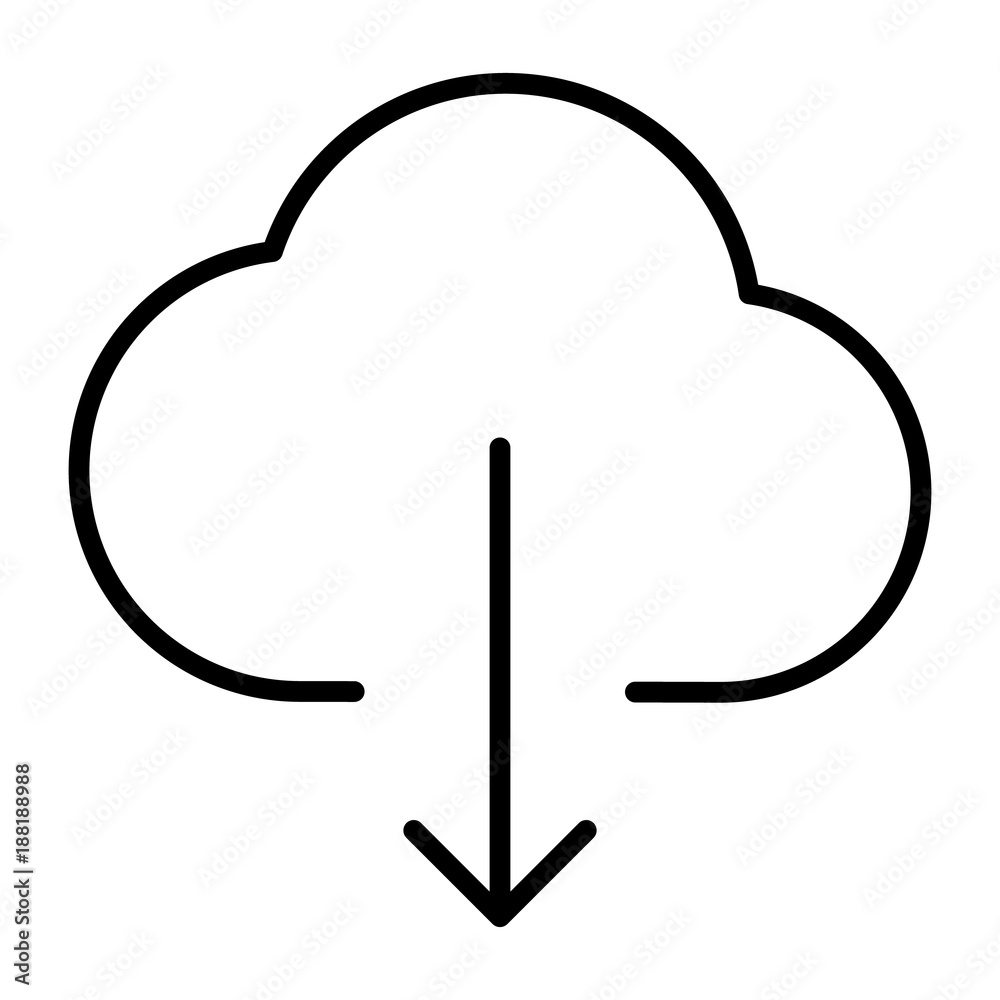 Cloud Download Line Icon. Vector Simple Minimal 96x96 Pictogram Cloud Download Line Icon. Vector Simple Minimal 96x96 Pictogram