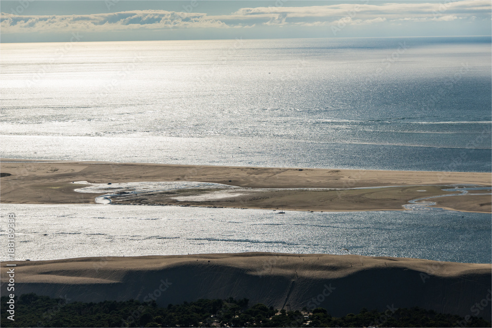 Paysage de mer vu de la dune du Pyla près d'Arcachon en France
