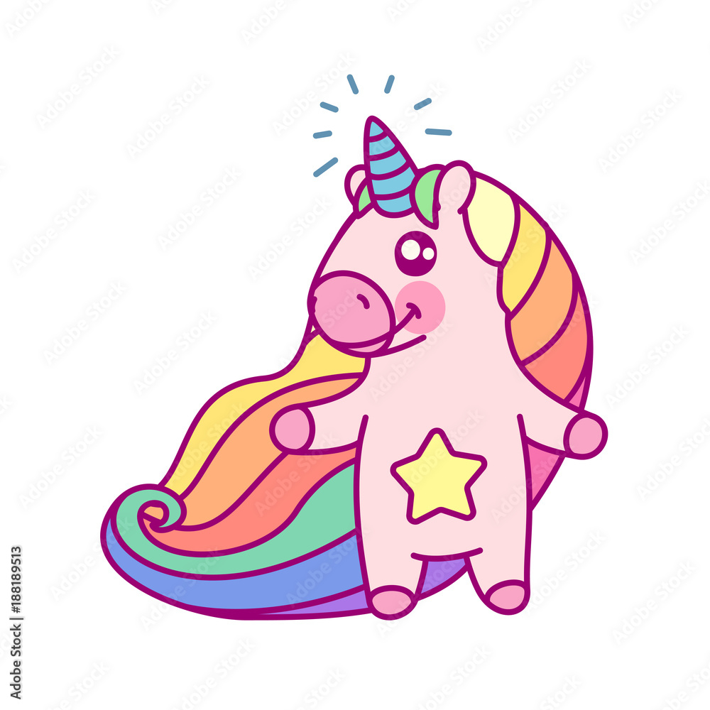 vector rainbow unicorn sticker. 01