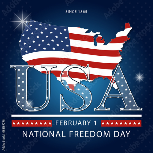 creative banner or postcard of the national day of freedom in the US with a map of America