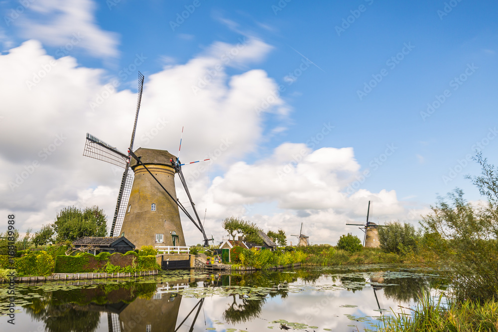 Traditional Dutch Windmills Kinderdijk World Unesco heritage