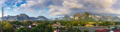 Panorama viewpoint and beautiful landscape at Vang Vieng, Laos.