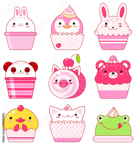 Collection of animal shaped desserts