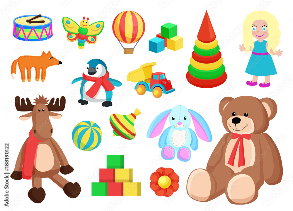 Naklejka premium Toys Collection of Factory Vector Illustration
