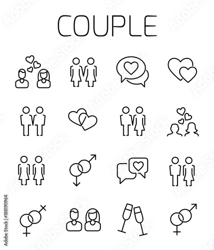 Couple related vector icon set.