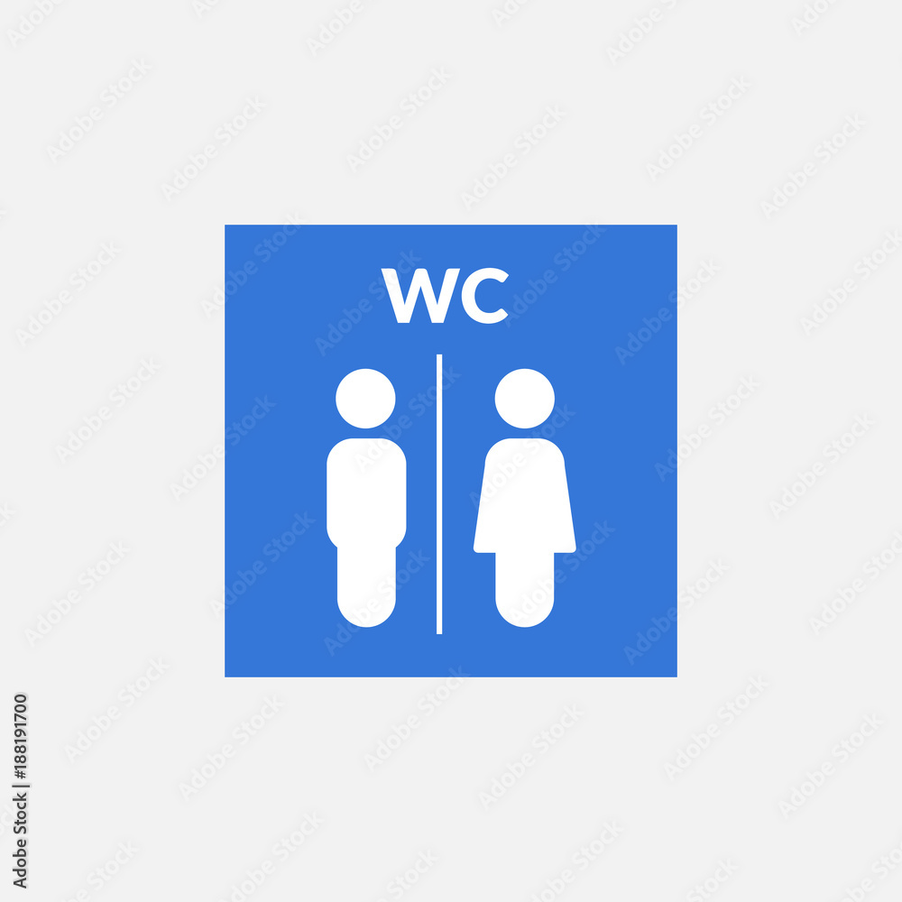 Simple WC rectangular information sign icon illustration Simple WC rectangular information sign icon illustration
