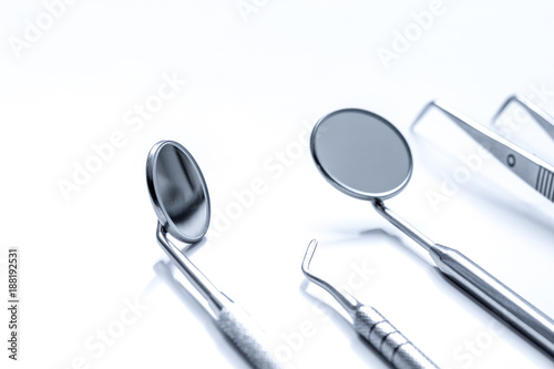 dental tools on white background close up
