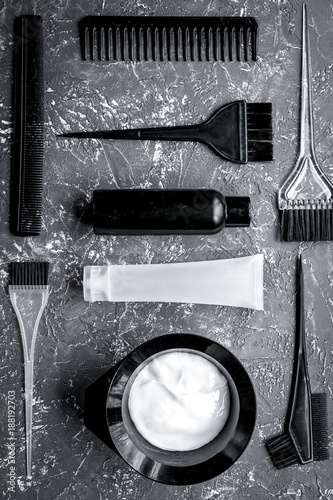 barbershop concept with hairdye tools on garay background top vi photo