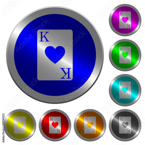 King of hearts card luminous coin-like round color buttons