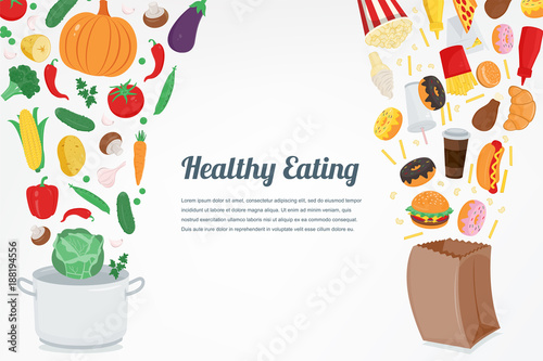 Healthy Lifestyle concept. Choose what you eat. Vector