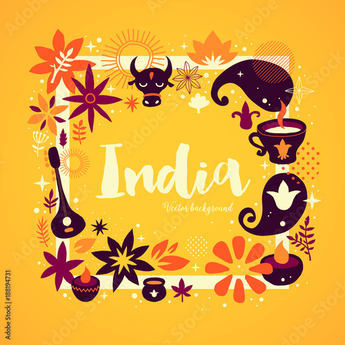 Fotografie India background/banner template with abstract, floral and national elements