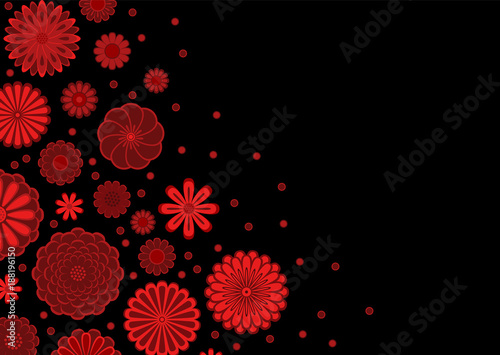 Red symmetrical round daisy...