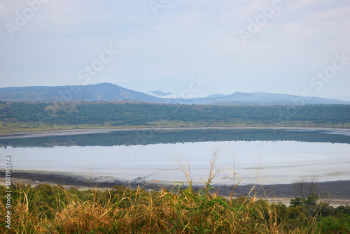 Lake in african savanna, Queen Elizabeth N.P., Uganda