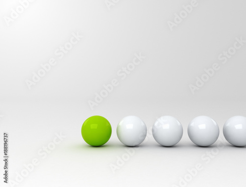 Green leader sphere on white background. Business concept 3d render