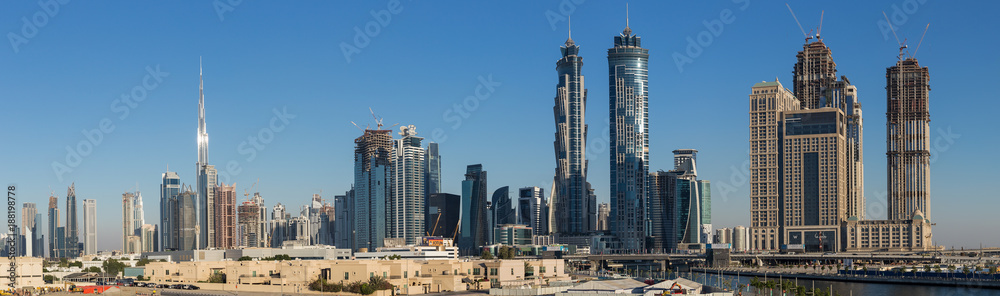  Panorama Dubai water channel in district area Business Bay