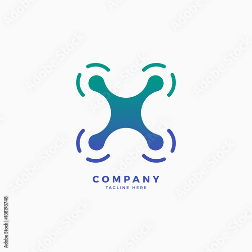 Drone X Letter Logo Design Template