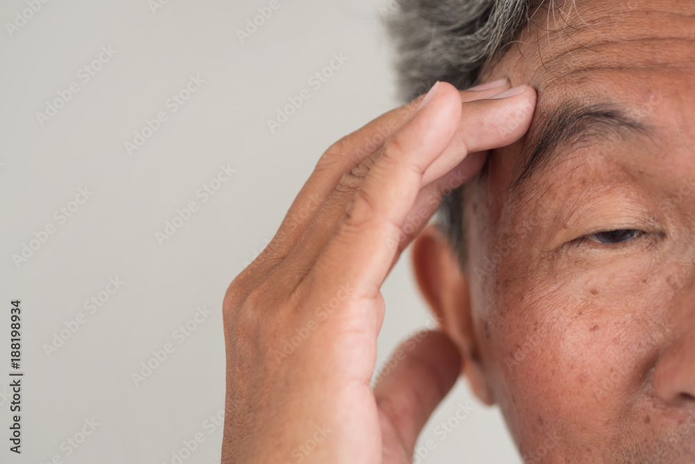 Fototapeta premium senior old man suffering from dementia or memory loss