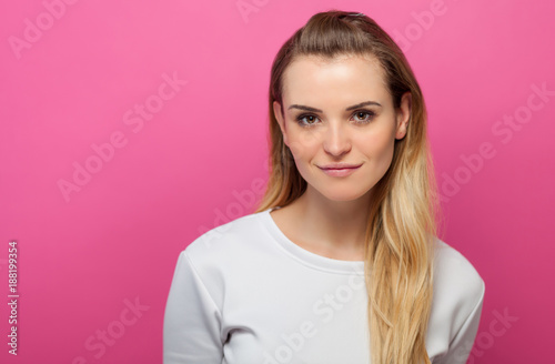 Portrait of girl on pink background