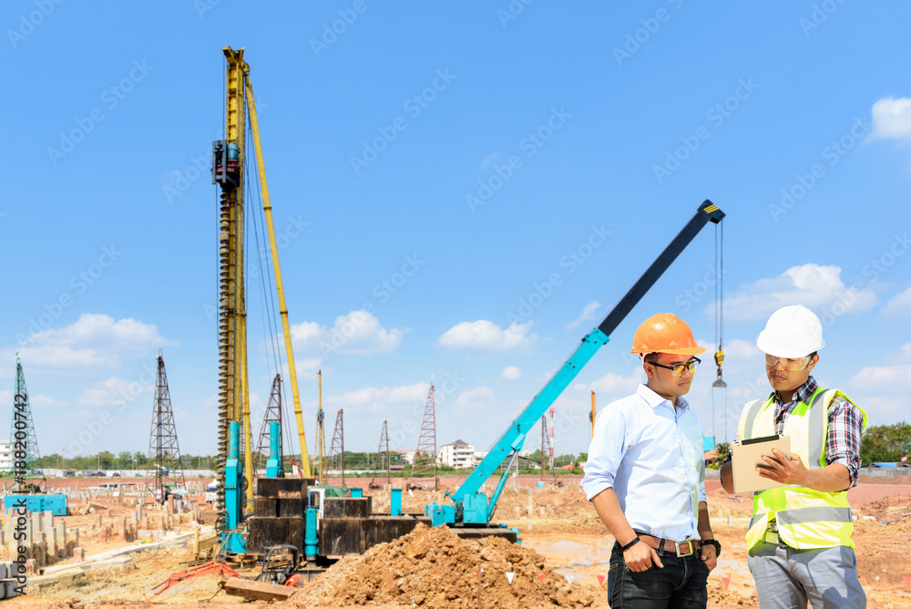 Engineers are working at building sites. Engineers are working at building sites.