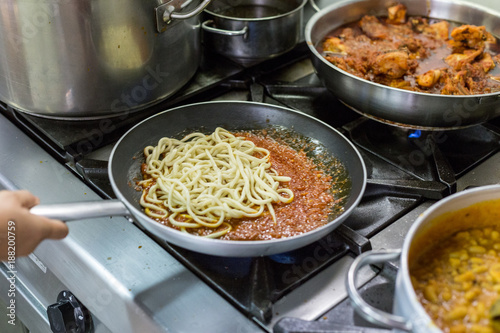 Handmade Pasta Pici Aglione Tuscany photo