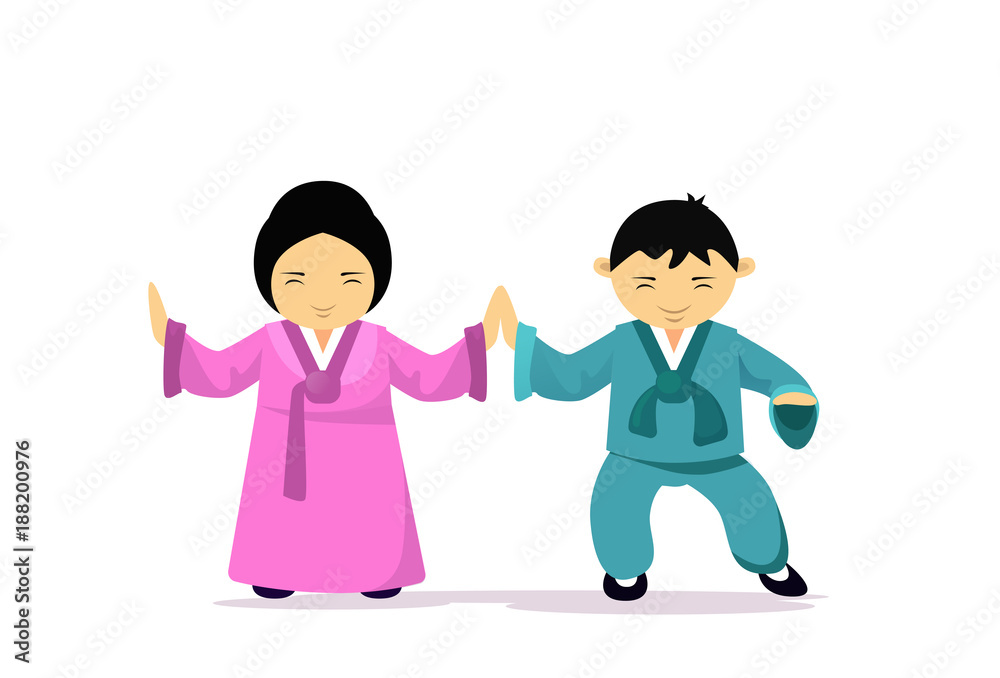 Asian Man And Woman Wearing Traditional Clothes Kimono Dancing Asia Ethnic Tradition And Culture Concept Flat Vector Illustration Asian Man And Woman Wearing Traditional Clothes Kimono Dancing Asia Ethnic Tradition And Culture Concept Flat Vector Illustration