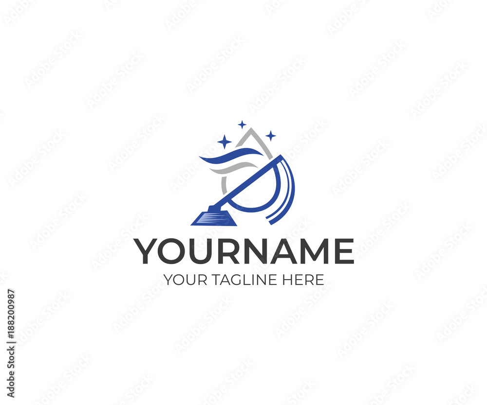 Fototapeta premium Vacuum cleaner and drop water logo template. Cleaning vector design. Clean illustration