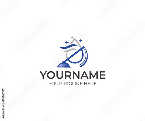 Vacuum cleaner and drop water logo template. Cleaning vector design. Clean illustration