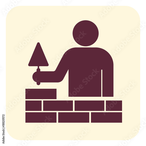 Brick layer tiler mason worker with trowe