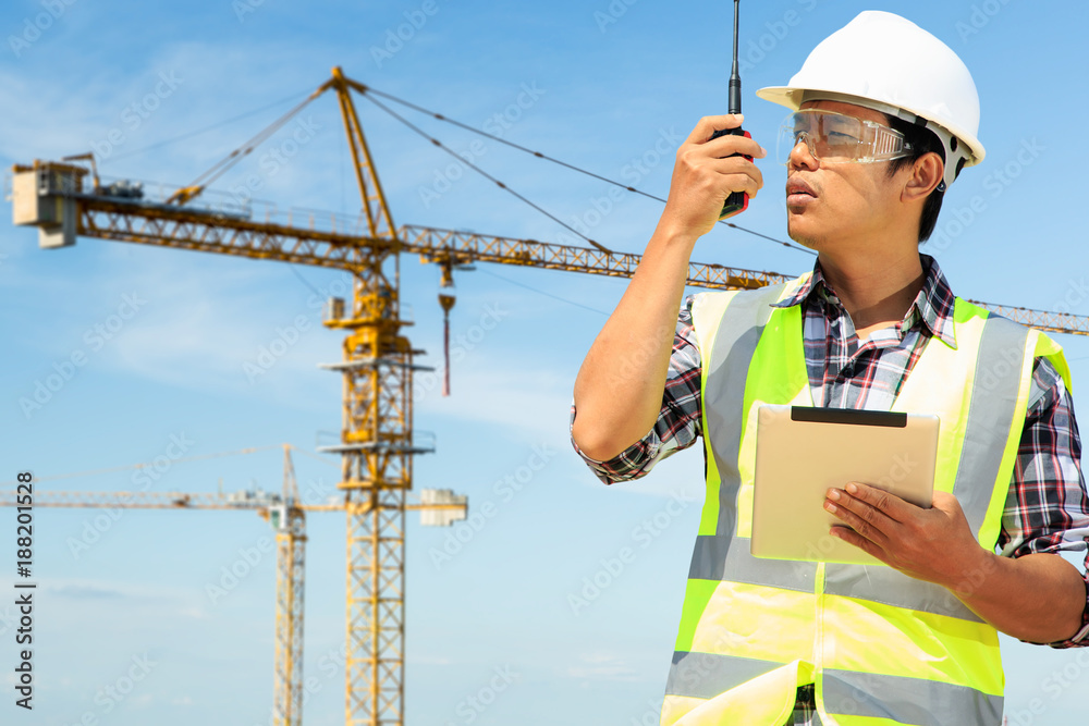 Engineers are working at building sites. Engineers are working at building sites.