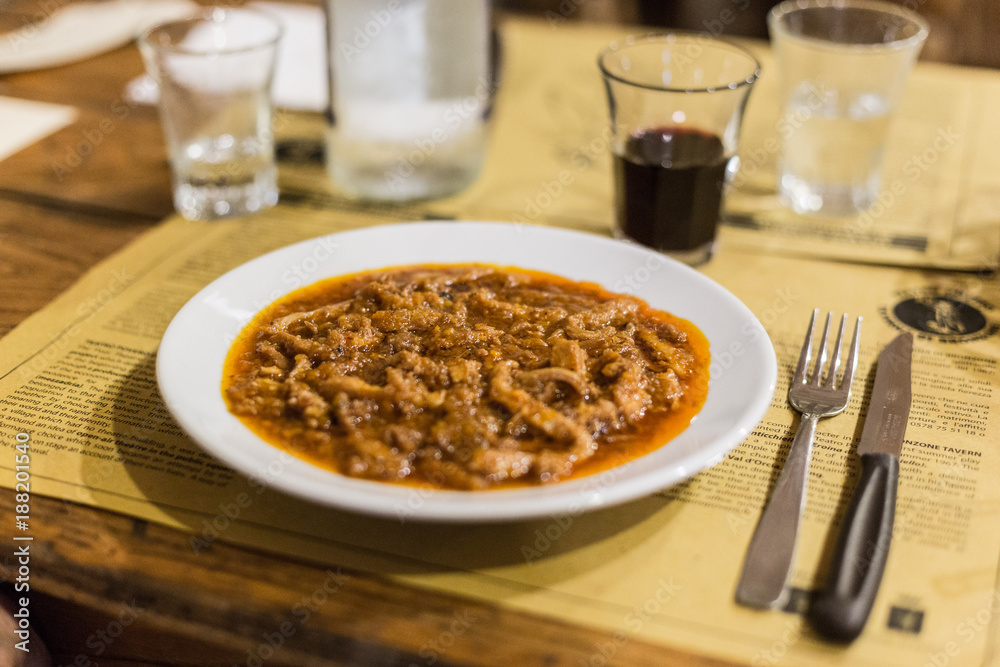 A Tripe Dish On A Restaurant Table A Tripe Dish On A Restaurant Table