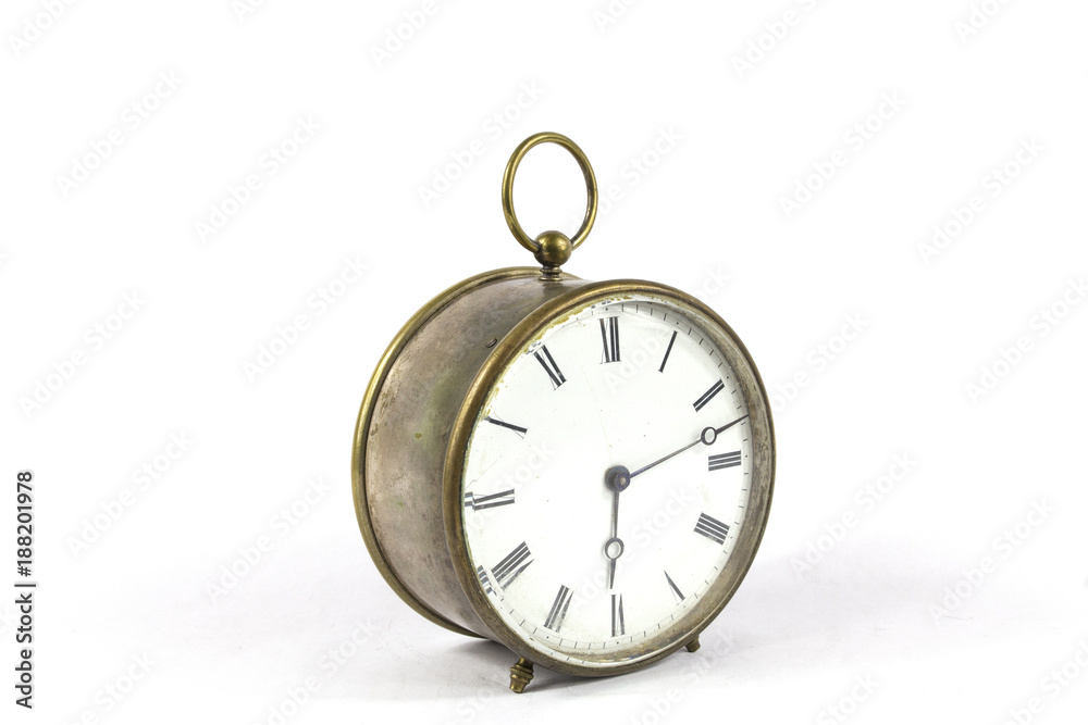 Vintage Antique Retro Clock on White Background