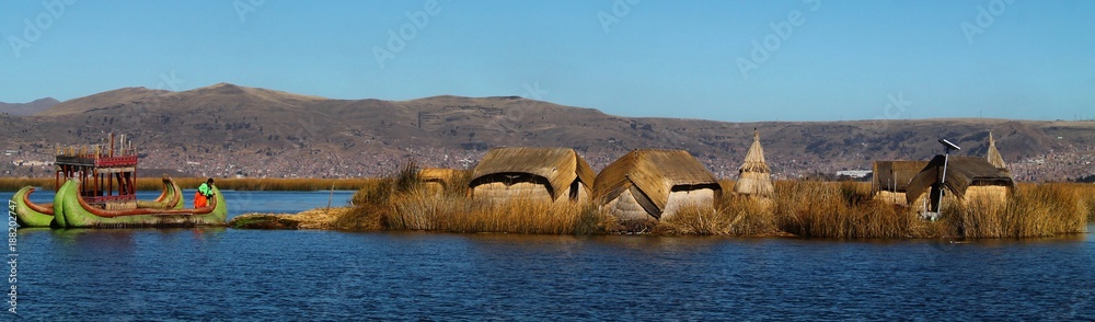 Uros floating islands, titicaca lake, Peru