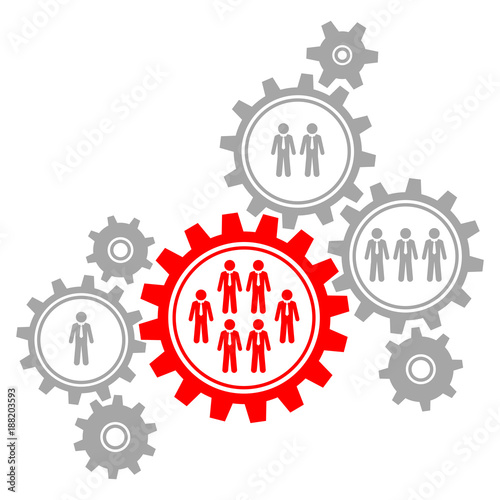 8 Business People Gears Border Graphics Grey/Red