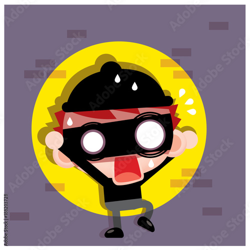Vector thief, robber character waring mask got arrested.