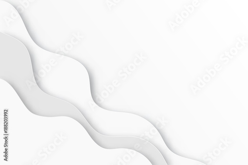Modern paper art cartoon abstract gray and white water waves. Realistic trendy craft style. Origami design template