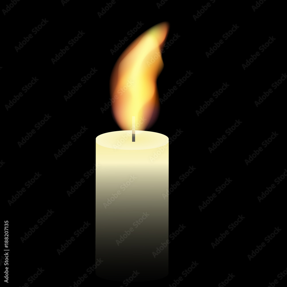 Vector image of a burning candle. Realistic candle flame. Vector image of a burning candle. Realistic candle flame.