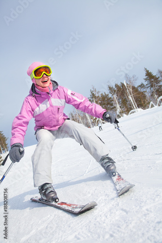 woman skiing in the mountains