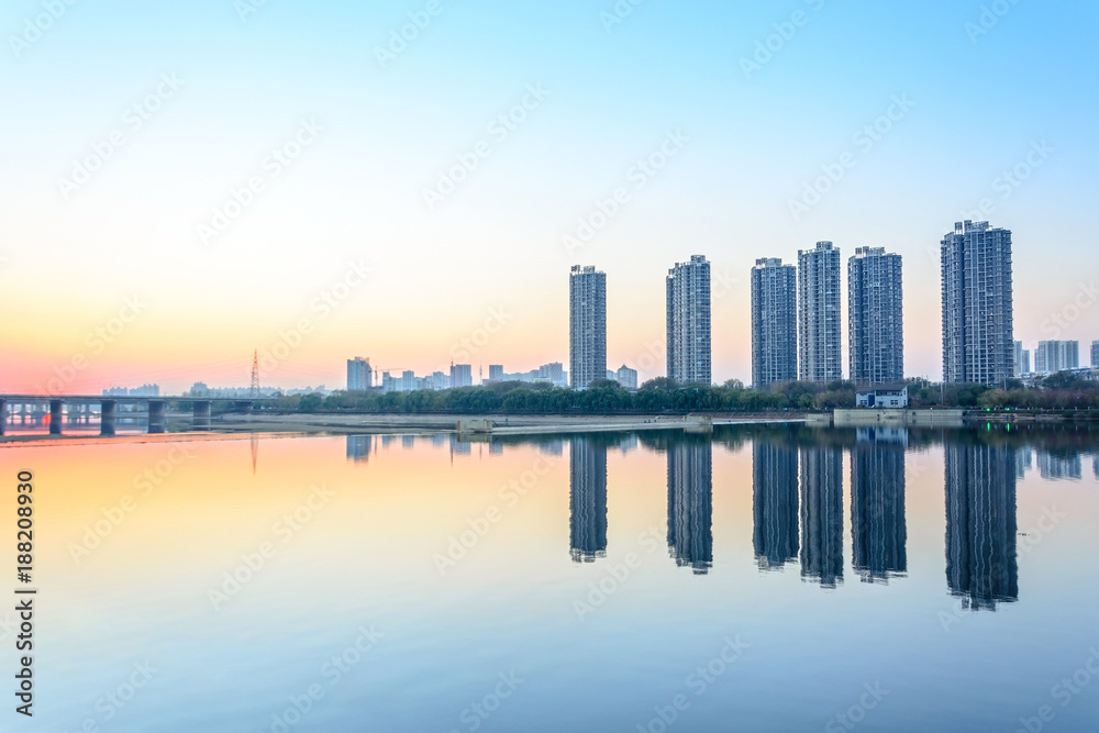 City at dusk. Located in Shenyang, Liaoning, China.