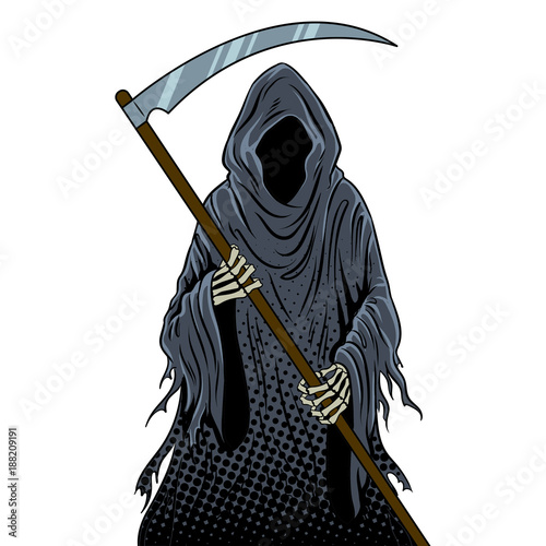 Grim reaper pop art vector illustration