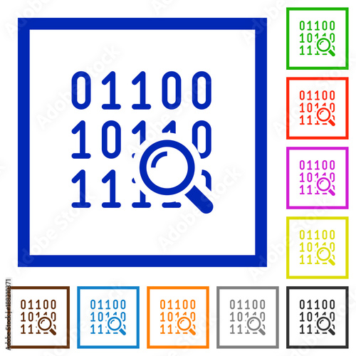 Code analysis flat framed icons
