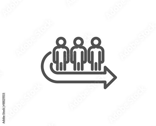 Queue line icon. People waiting sign. Direction arrow symbol. Quality design element. Editable stroke. Vector