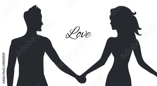 Love of Man and Woman Depicted in Couple Postures