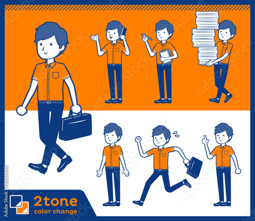 2tone type White short sleeved men_set 02