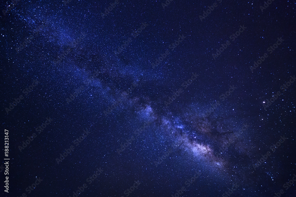 Starry night sky and milky way galaxy with stars and space dust in the universe